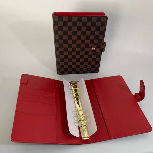 SOLD! A5 A6 Brown Red | Gold-tone 6-Ring Binder | Agenda | Planner 2pc Set - Picture 12 of 12